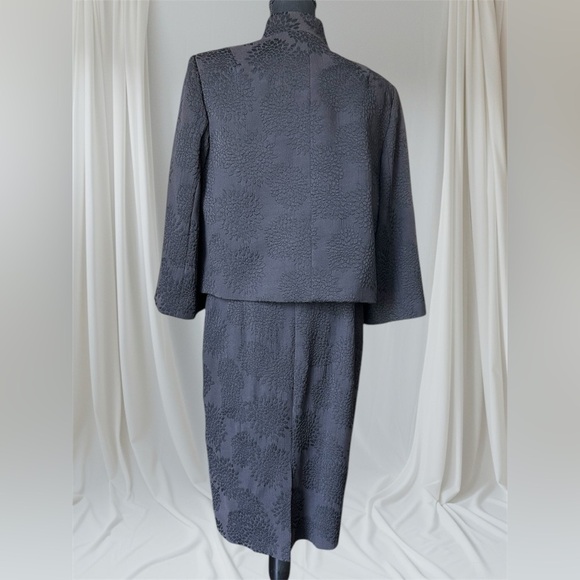 Two piece Kasper Black Dress Suit Open Front Three Quarter Sleeve Blazer 12 - Picture 3 of 14